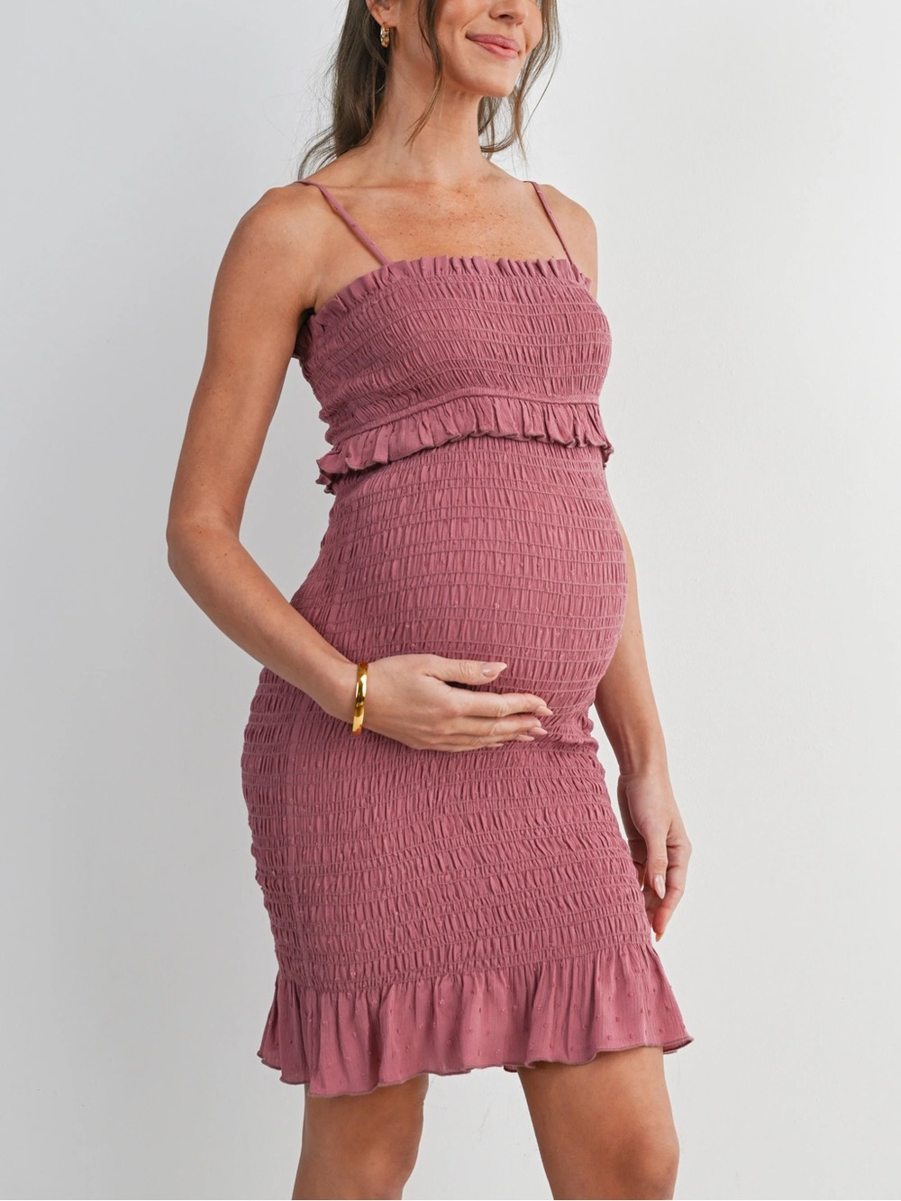 Hello Miz Maternity Talia Smocked Mermaid Dress – L